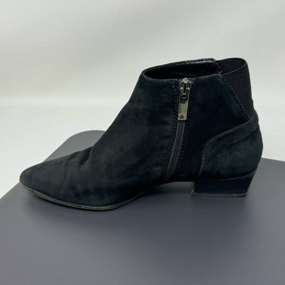 Aquatalia Black Suede Ankle Boots Block Heel Zipper Pointed Toe Size 7.5 - Picture 16 of 16